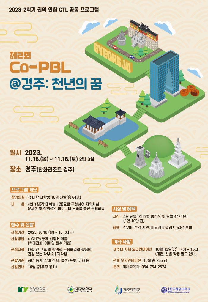 제2회 지역사회 기반 창의적 문제해결 워크숍(Co-PBL@경주) 참여 학생 모집 안내